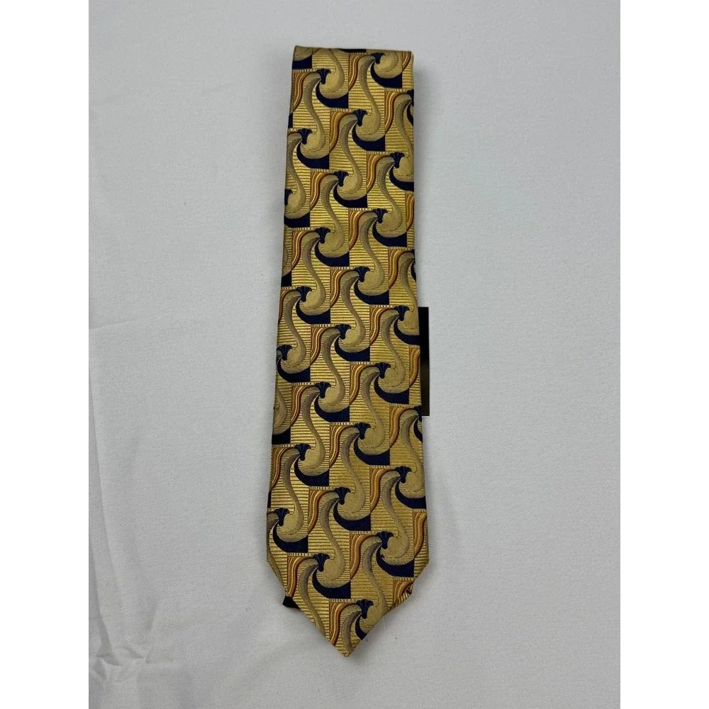 Jos. A. Bank Necktie‎ Mens Gold Signature Collection Silk Abstract Italy NEW